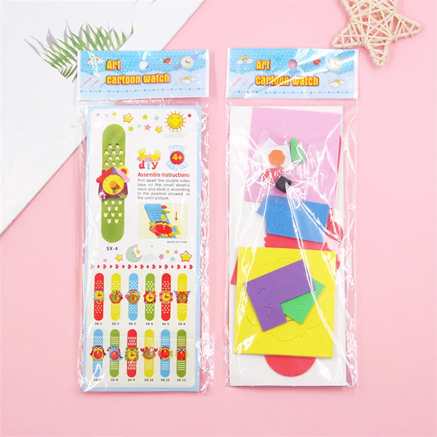 3Pcs/set Handmade EVA DIY Cartoon Watch Kindergarten Making Material Kit Pasting Toys for Chidlren Educational Art Craft Gifts | Игрушки и