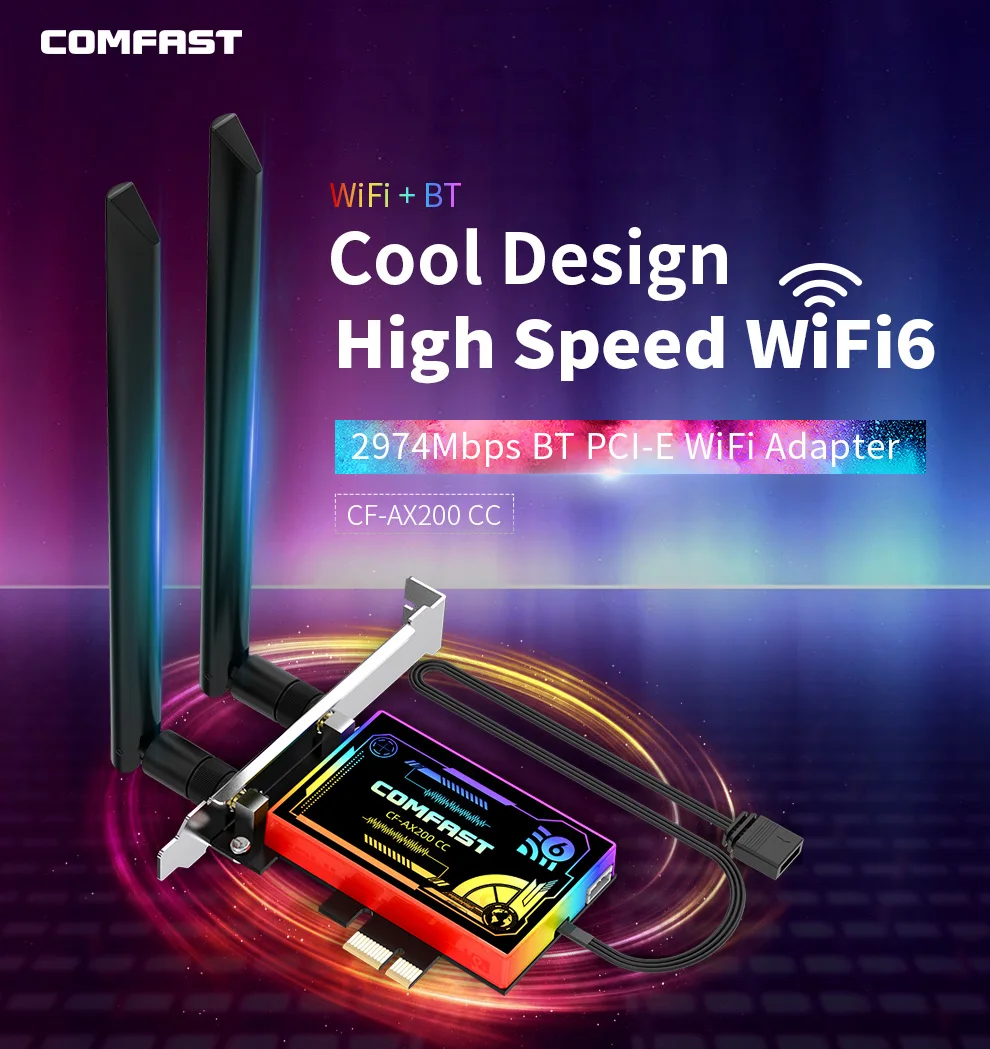 2974Mbps WiFi 6 Intel AX200 2.4G&amp5.8GHz Dual Band 802.11ax/ac PCI-E Network Card Gigabit Adapter BT5.1 Support MU-MIMO | Компьютеры и