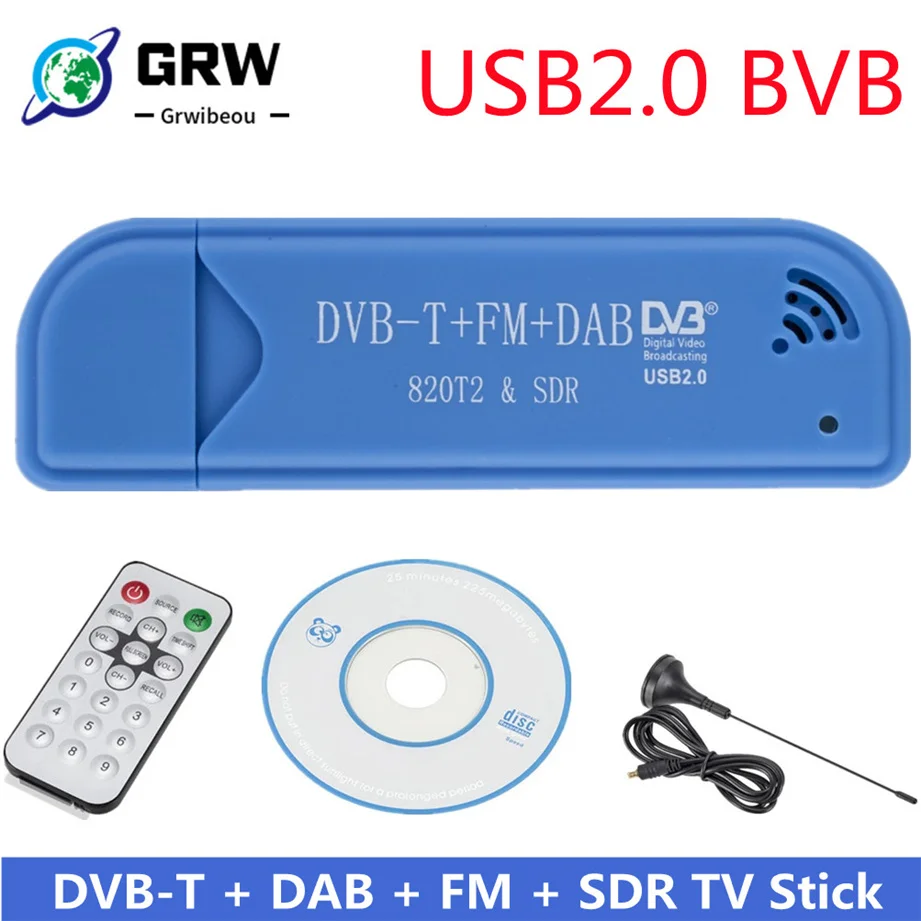 Мини Портативный ТВ-Стик 820T2 цифровой USB 2 0 DVB-T + DAB FM RTL2832U Поддержка SDR тюнер