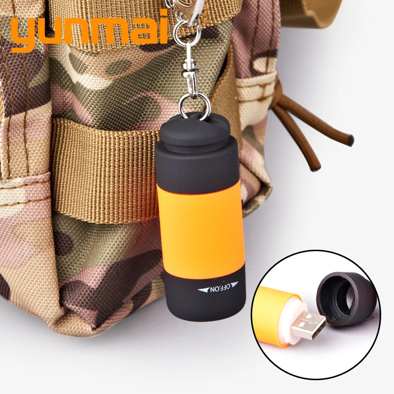 USB мини фонарик Встроенный перезаряжаемый аккумулятор портативный брелок яркая