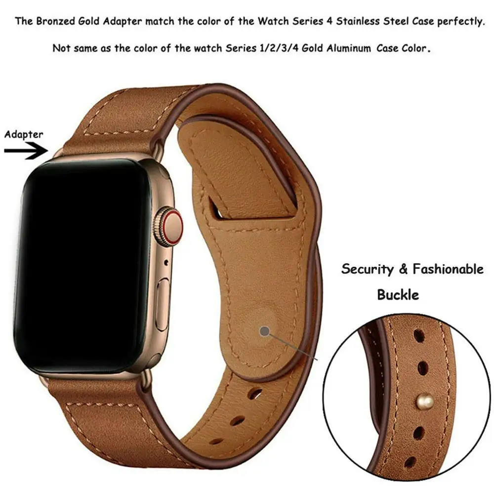URVOI ремешок для apple watch серии 5/4 3/2/1 спортивный ремешок натуральная Swift кожаный ремешок для наручных часов iWatch, пальцем и tuck ручной работы