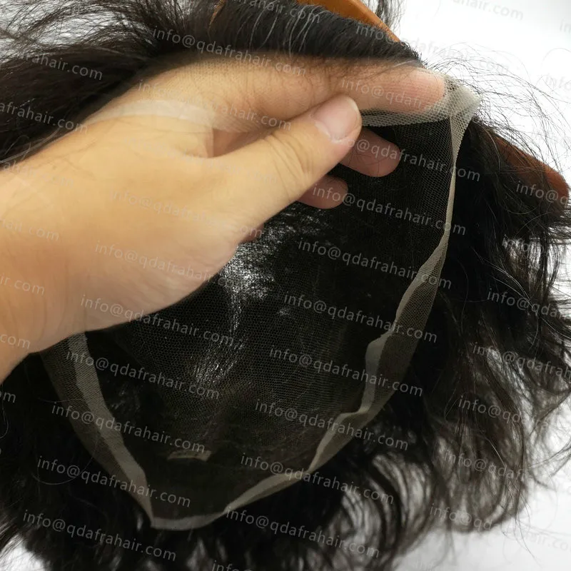 Hstonir Для мужчин парик Швейцарский Кружево натуральный Волосы Remy системы замены