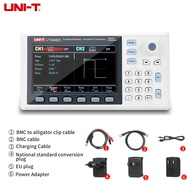 UNI-T UTG932 UTG962E Функция произвольный волновой сигнал генератор сигналов 60 МГц 30 2-х