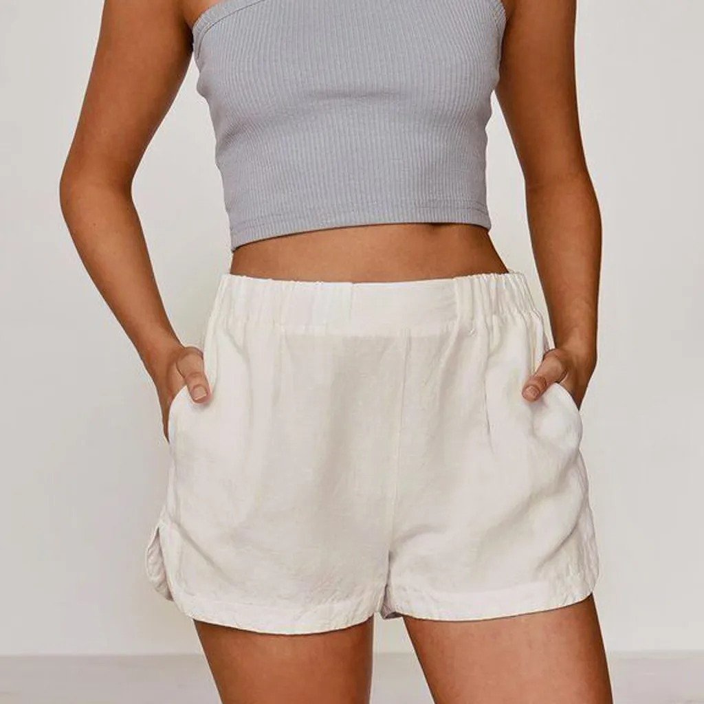 Sagace бежевые шорты для женщин эластичная лента чистый цвет свободные Горячие