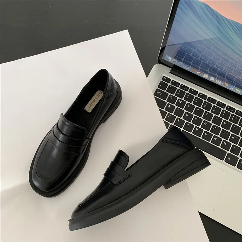 

Shallow Mouth Women Shoes Autumn Square Toe Loafers With Fur Oxfords Women's Casual Female Sneakers British Style Slip-on Flats