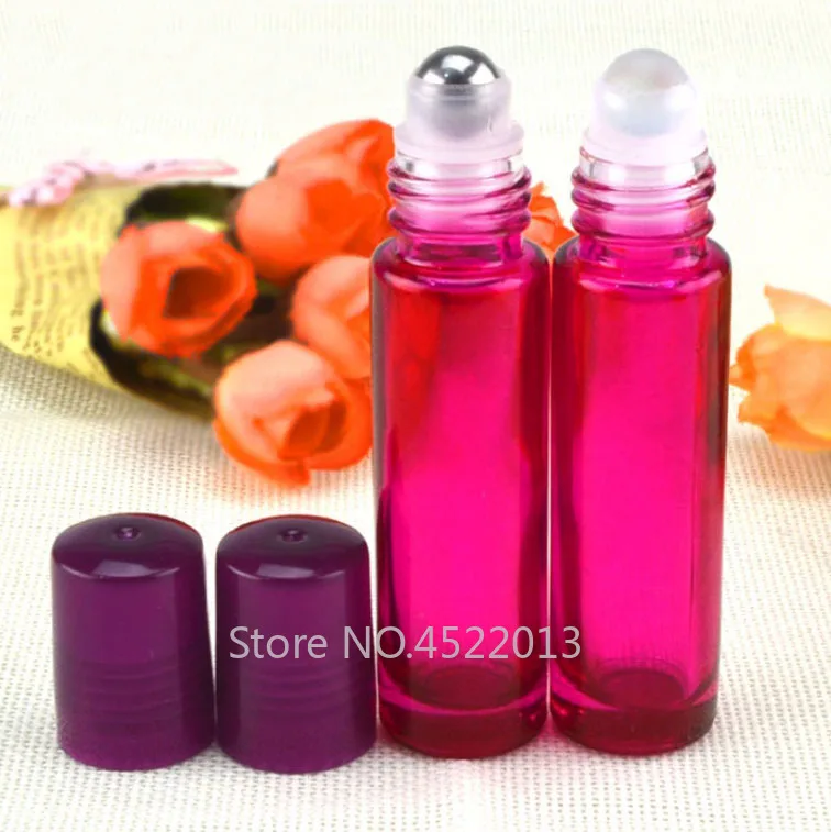 

10 мл 10/30/50 шт пустая фуксия элегантный косметический рулон на бутылке эфирного масла, стальной рулон на ароматизатор духов стеклянные конте...