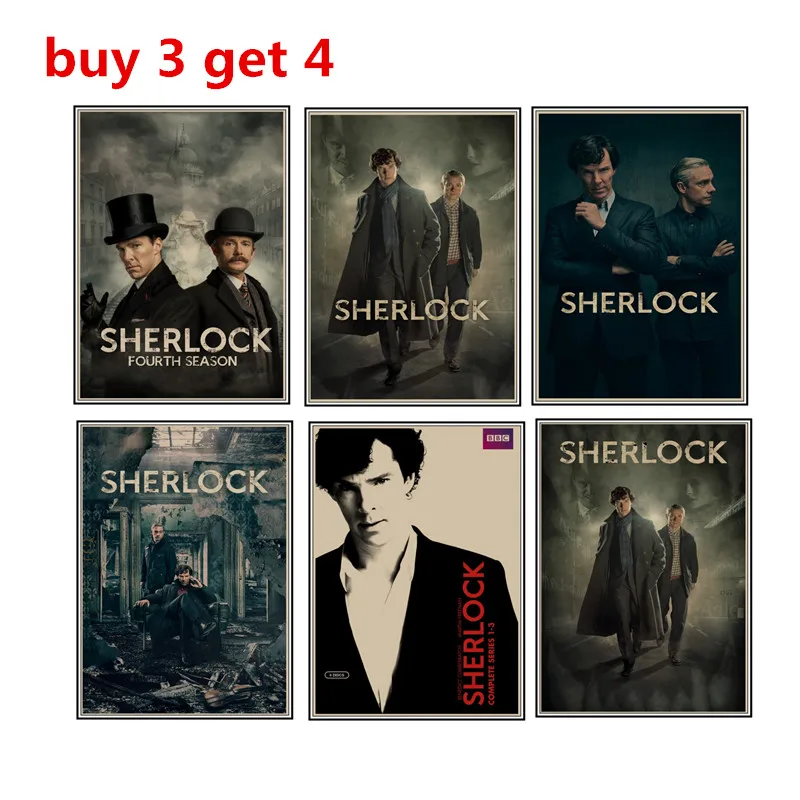 Постеры ретро фильма Шерлок|Наклейки на стену| |