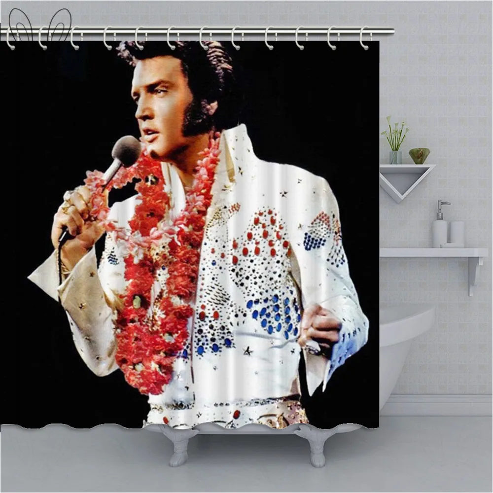 Creative Elvis Aron Presley Shower Curtain Popular Singer Wateeproof Polyester Fabric Bathroom Home Decor Sets | Дом и сад