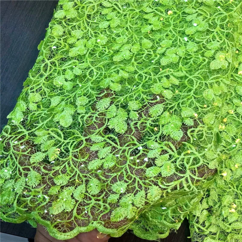 Африканская кружевная ткань Вышитое кружево с бусинами африканская