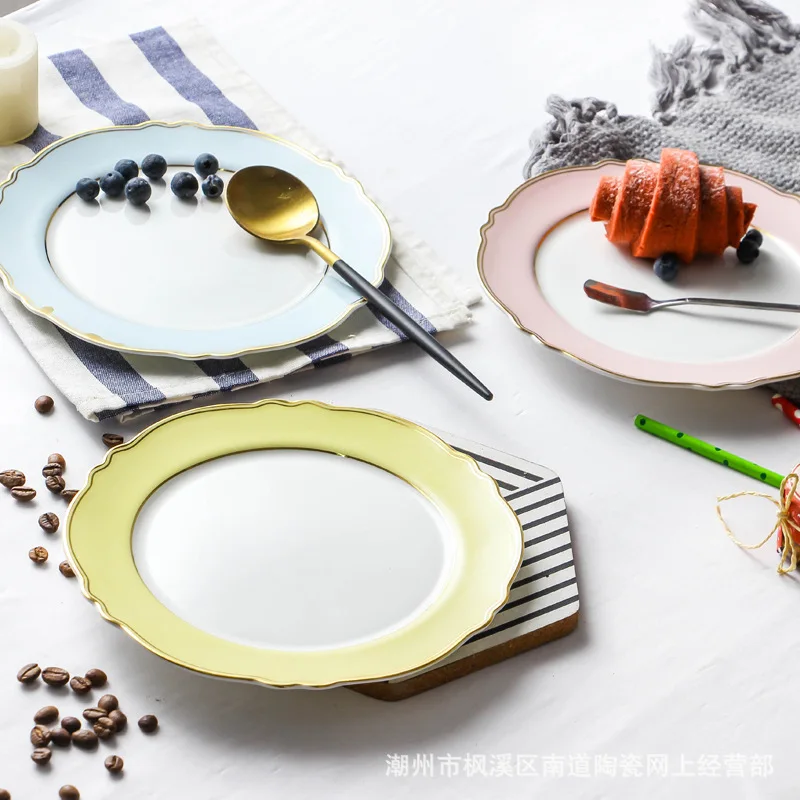 LEKOCH благодарности и отзывы Фарфор золотой край Девушка Ретро Макарон тарелка