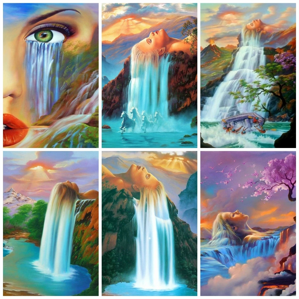 

Набор для алмазной живописи Huacan 5D, Женская мозаика-водопад, украшение для дома