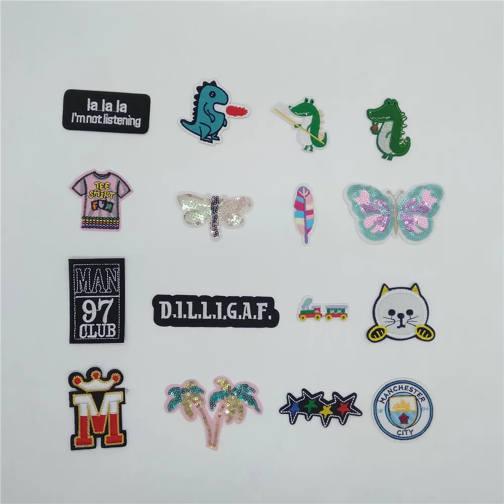 Модная вышитая ткань и узор бабочки блестки гладильная Нашивка Патч Одежда DIY