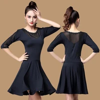2021 latin dance competition dress adult female dance practice dress sexy lace mid sleeve professional dress performance dress