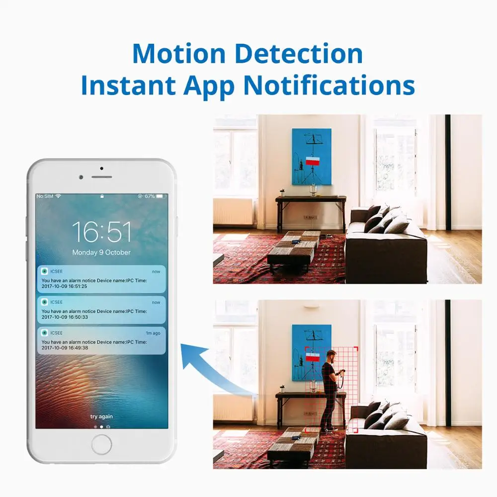 Беспроводная камера видеонаблюдения 1080P FHD IP двусторонняя аудиосвязь радионяня