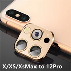 Пленка для объектива камеры для iPhone X XS Max до 12 Pro 12 Pro Max закаленное стекло металлическая защитная задняя крышка для объектива искусственная Модифицированная наклейка