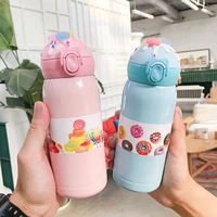 creative japanese and korean doughnut candy bouncing thermos cup 304 stainless steel macarone compact portable water cup
