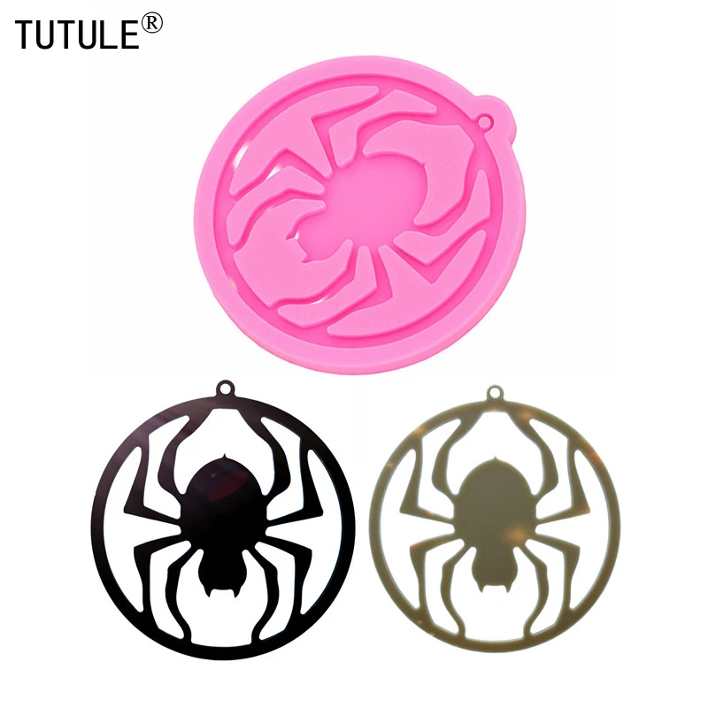 

Shiny earrings spider web Halloween silicone mold, flexible food grade silicone mold-necklace keychain epoxy Clay polymer mold