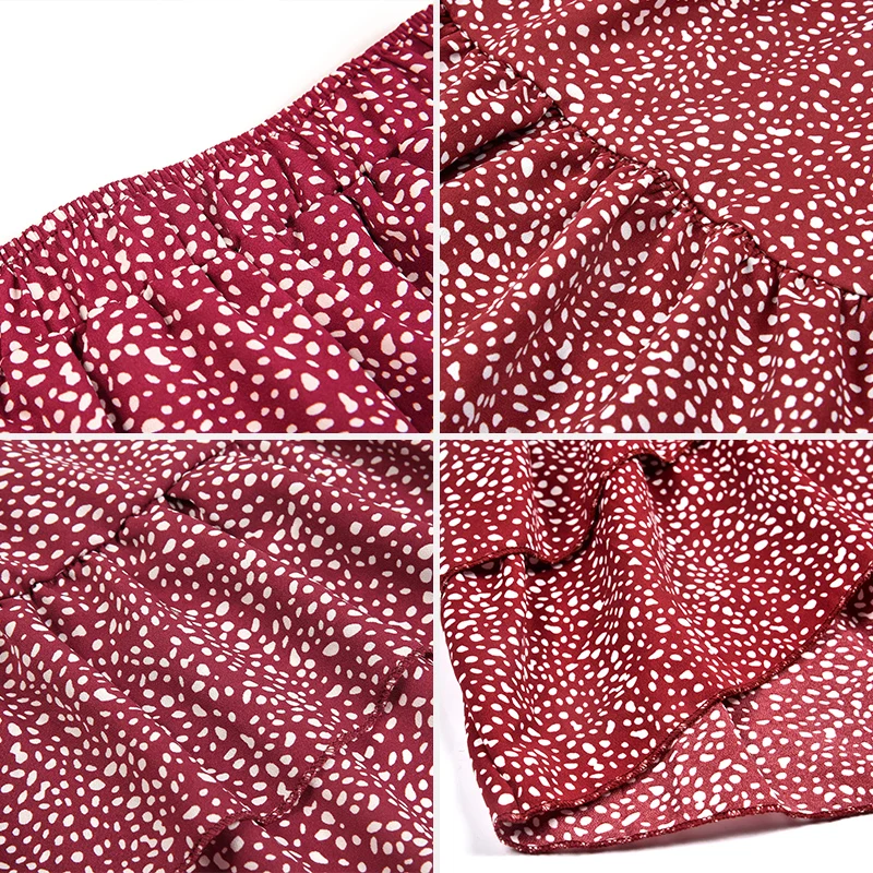 Женская шифоновая юбка трапеция в горошек с высокой талией Пляжная Расклешенная