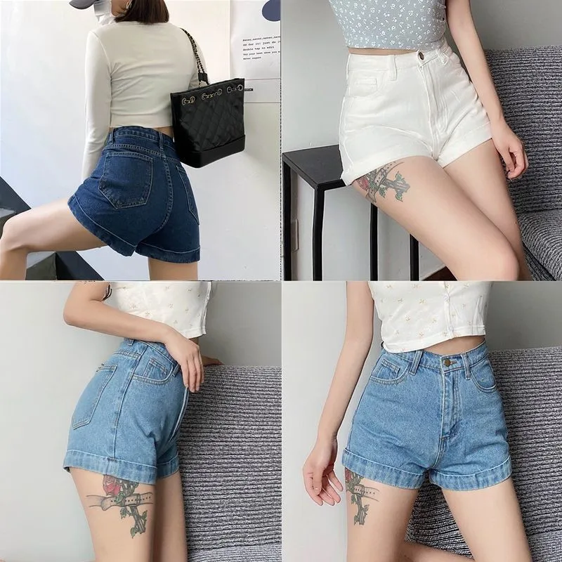 Шорты женские джинсовые в Корейском стиле винтажные повседневные короткие штаны