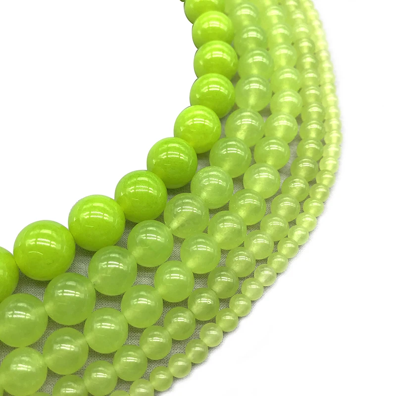 Natural Olive Green Chalcedony Stone Round Loose Crystal Beads for Jewelry Making Bracelet 15&quotinch Pick Size 4 6 8 10 12mm | Украшения