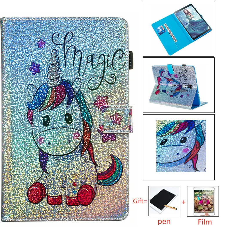 Кожаный чехол с единорогом для планшета Samsung Tab A 10 5 T590 T380 T280 T580 T510 T720 P200 Магнитный