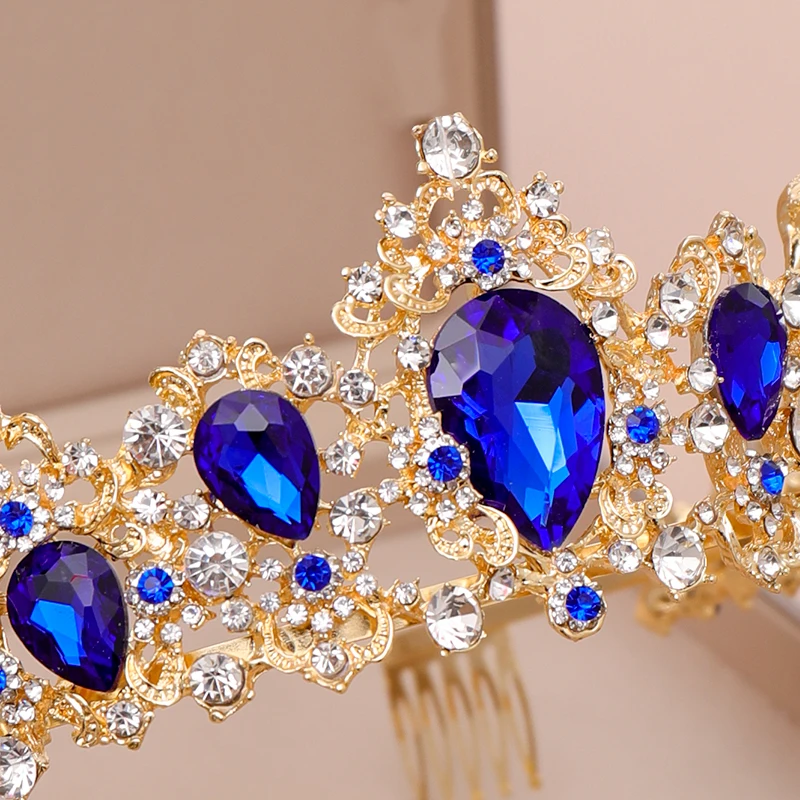 

Crystal Rhinestone Tiara Crown With Comb Bride Headpiece Wedding Hair Accessories Bridal Hair Jewelry Golden Princess Crown