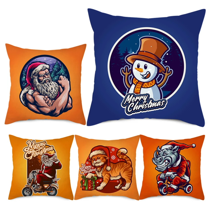 

Nanacoba Cushion Cover for Living Room Sofa Home Decoration Merry Christmas Throw Pillowcase Brown Decor Pillows Cover 45x45cm
