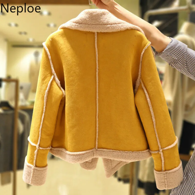 Neploe/Новинка; сезон осень-зима; короткая утепленная куртка в стиле пэчворк для женщин; модная Свободная Женская куртка из искусственной замши; Chaquetas Mujer; 46256