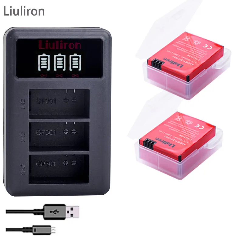 charger and 2battery Go Pro hero 3 3+ gopro3 gopro 3 hero 3 батареи для Gopro hero 3 3+ Black Edition белый серебряный выпуск HD камеры аксессуары - Цвет: charger and 2battery