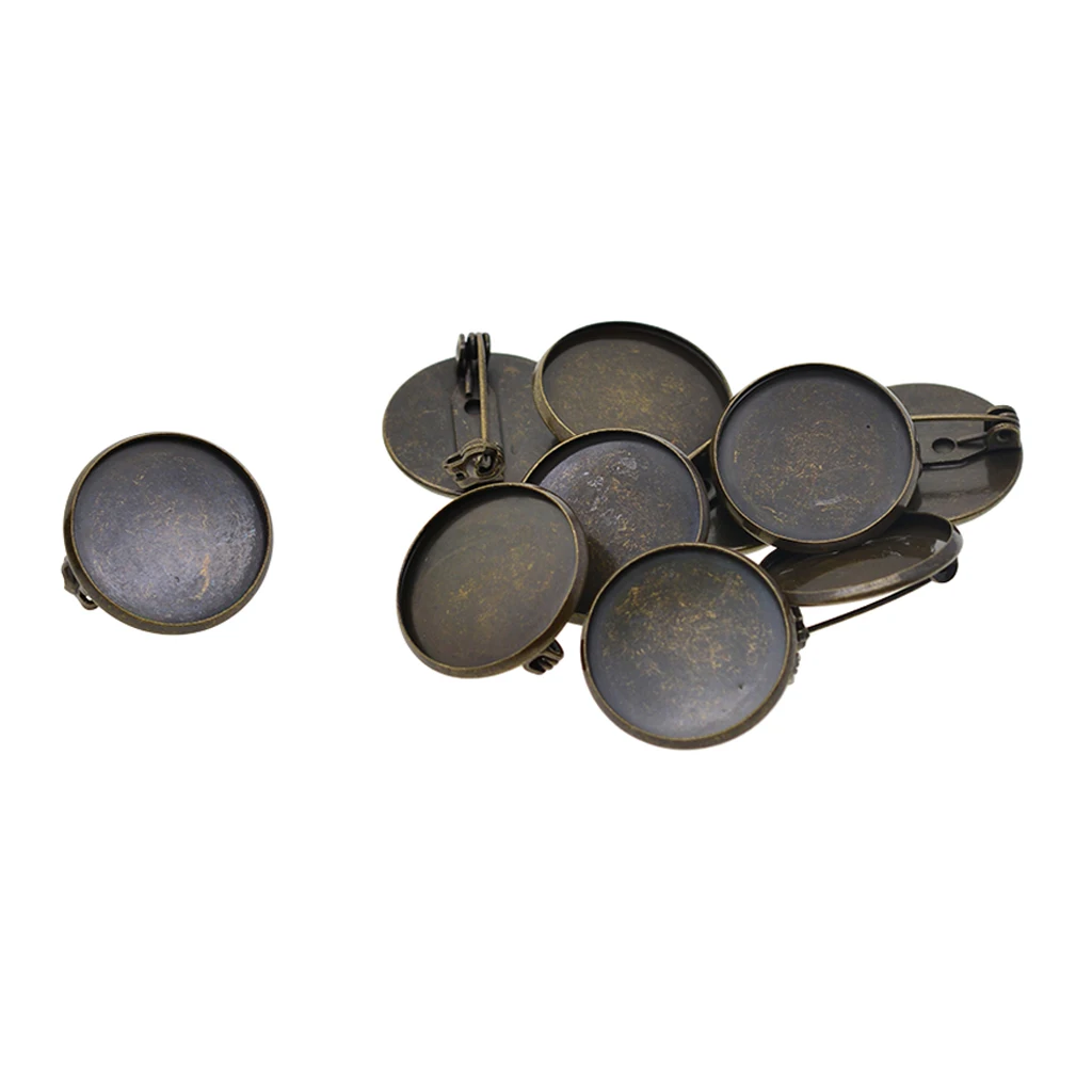 

10 Pieces Cabochon Brooch Setting Blanks 20mm Brooch Pin Bezel Tray DIY Base