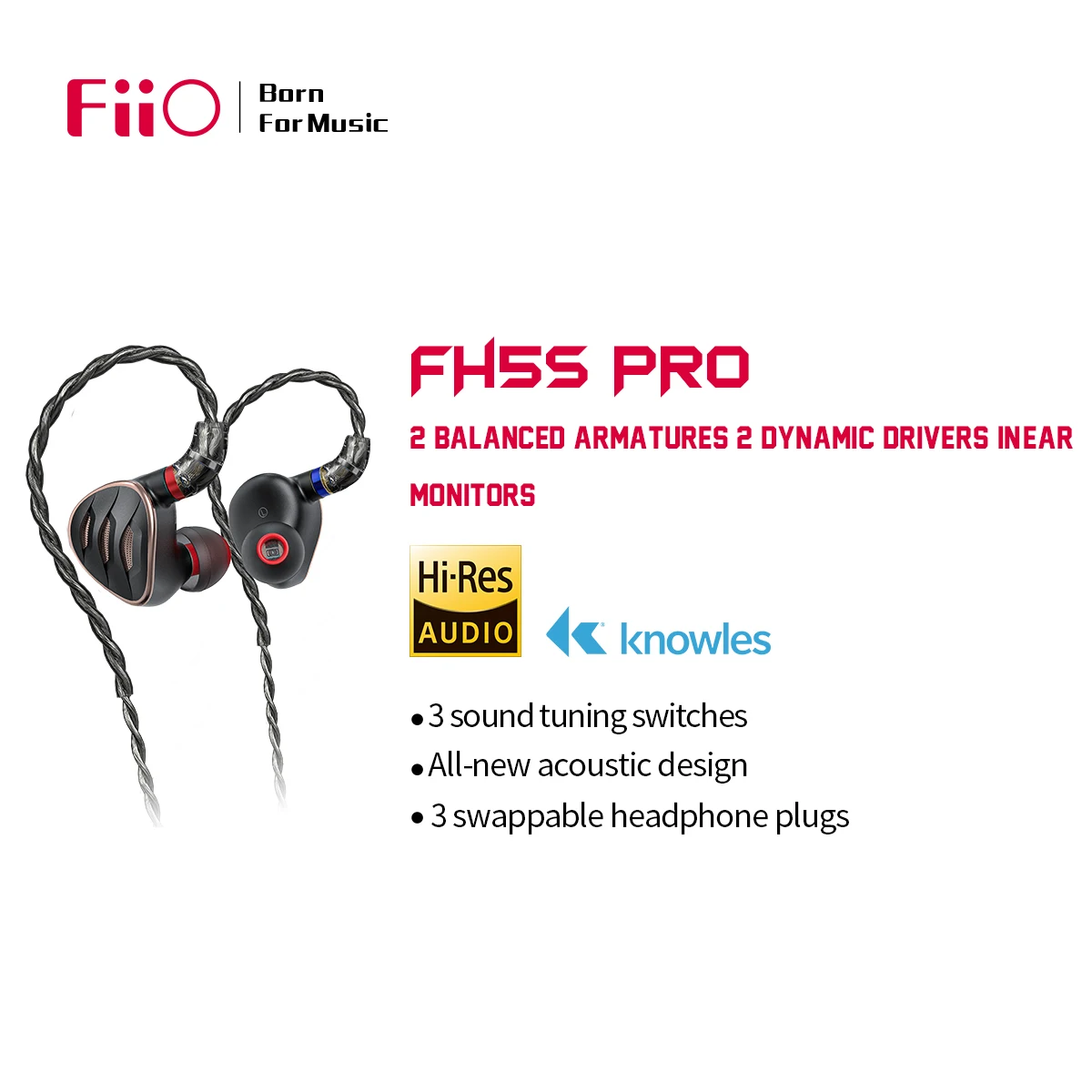 

FiiO FH5s Pro In-Ear Earphones Wired 2BA + 2DD MMCX connector
