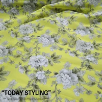 silk cotton fabric dress large wide yellow base flower clothing cloth diy textile tissue