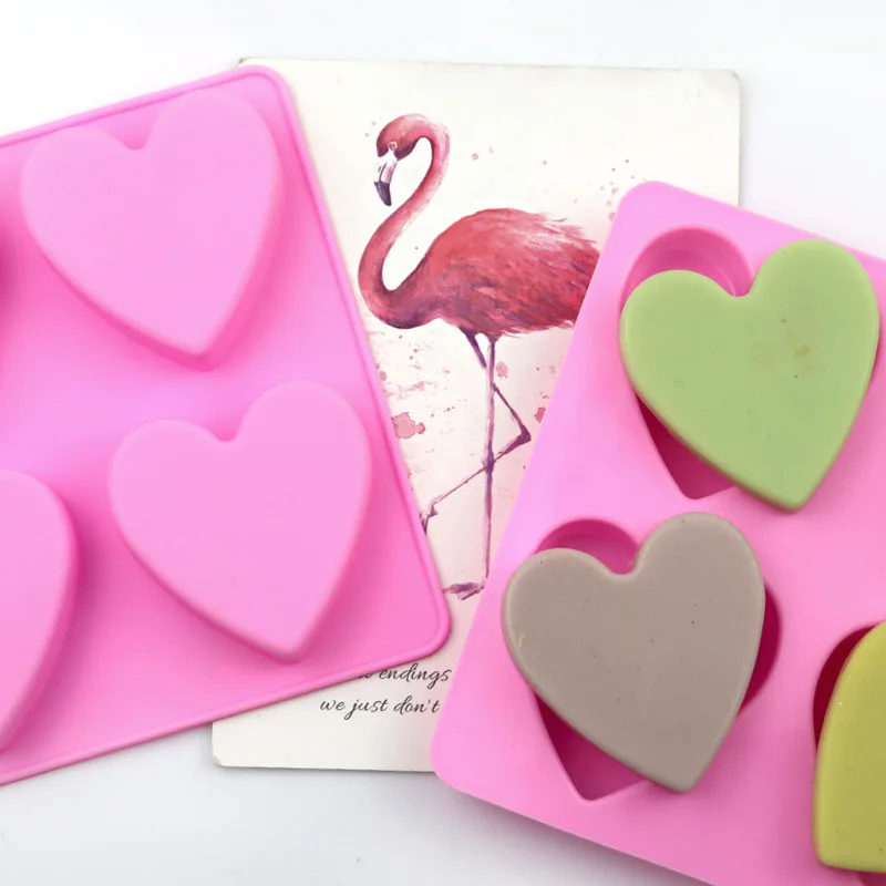 

4 Cavity Heart Silicone Cake Mold for Chocolate Bread Jelly Pudding Ice Cream Dessert Pastry Bakeware Pan Soap Decorating Tools