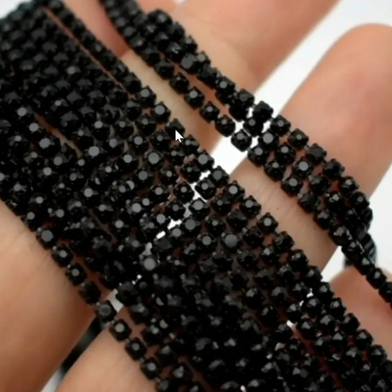 5 ярдов в упаковке стразы из хрусталя черные для шитья на плоской задней стороне