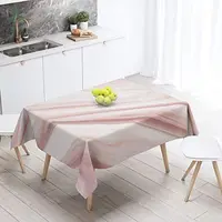 Marble Pink White Mixed Rendering Minimalist Clean Comfortable Rectangular Table Cloth Fabric Outdoor Party Picnic