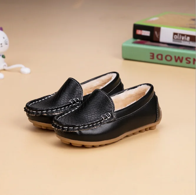 Туфли детские из ПУ кожи мягкие удобные лоферы без застежки повседневная обувь с