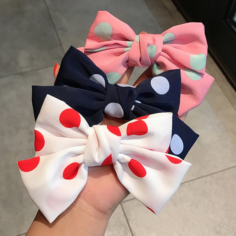 

Polka-dot Barrettes Bows Headband Fabric Elastic Hair Bands Women Girls Hair Accessories Fashion Korean Hair Clip Accessories