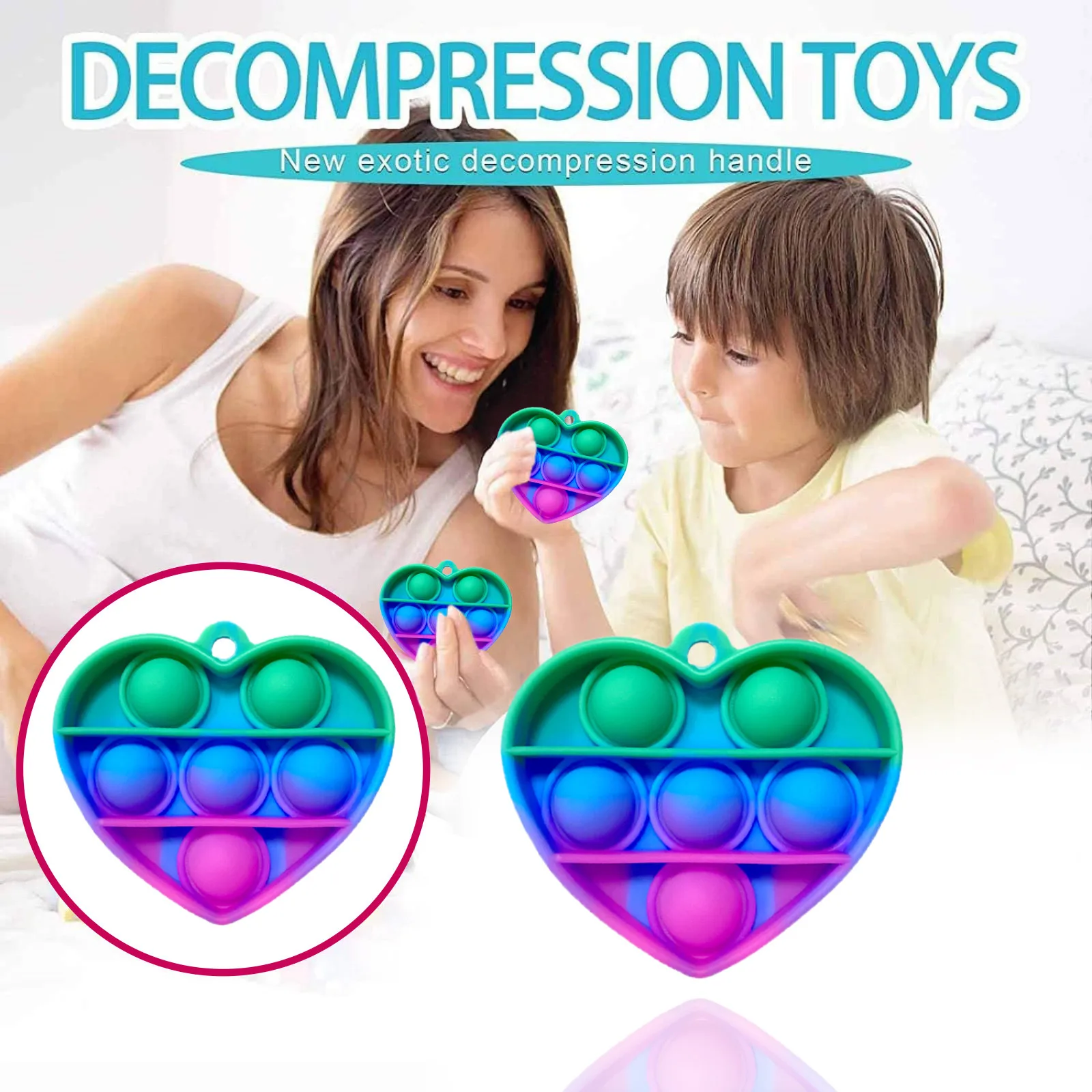 

Mini Popit Push Bubble Sensory Toy Heart Shape Autism Needs Squishy Stress Reliever Toys Anti-stress Fidget Pops Keychain Gift