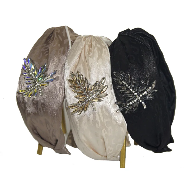 

Silk Crystal Leaf Knot Hairbands For Women Hair Accessories For Girls Hair Band Hair Bows Hairband Headbands