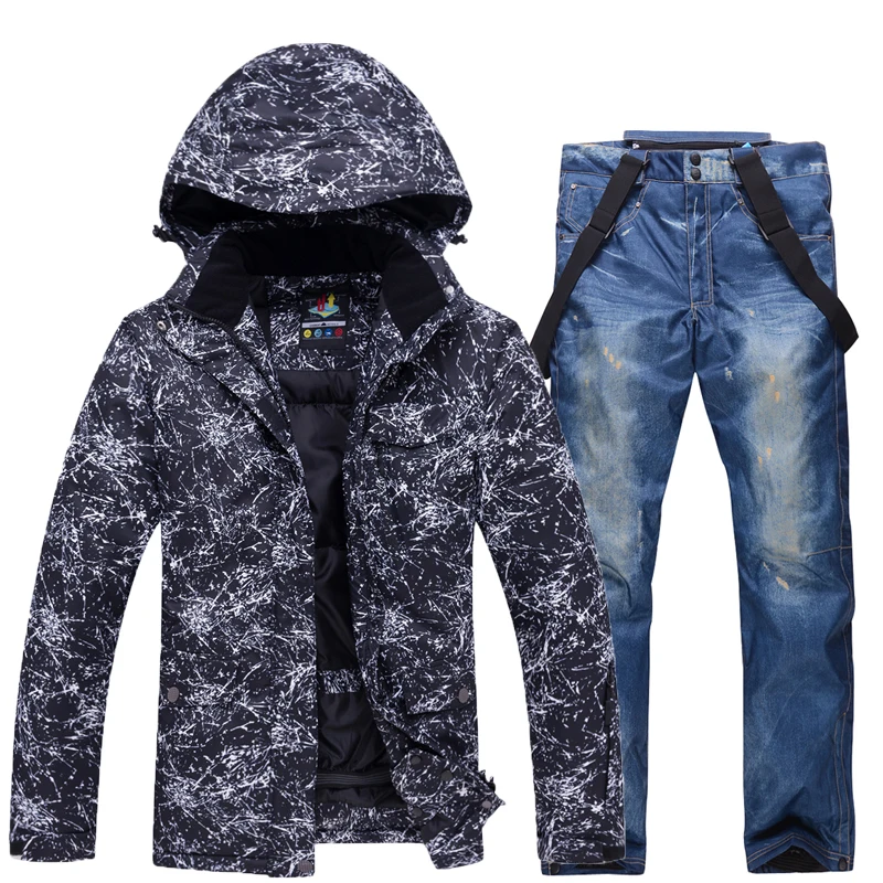 picture Jacket Pant 30 мужчин и женщин черный или белый зимний костюм уличная Лыжная одежда Сноубординг наборы водонепроницаемый костюм зимние куртки и нагрудник брюки - Цвет: picture Jacket Pant