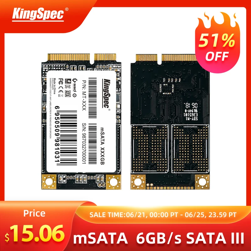 Жесткий диск KingSpec mSATA SSD твердотельный SATA III 64 ГБ 120 128 240 256 500 512 1 ТБ винчестер для