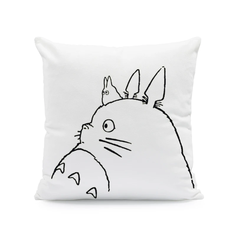 Милый мультяшный Тоторо чехол для подушки квадратной формы Бархатная наволочка