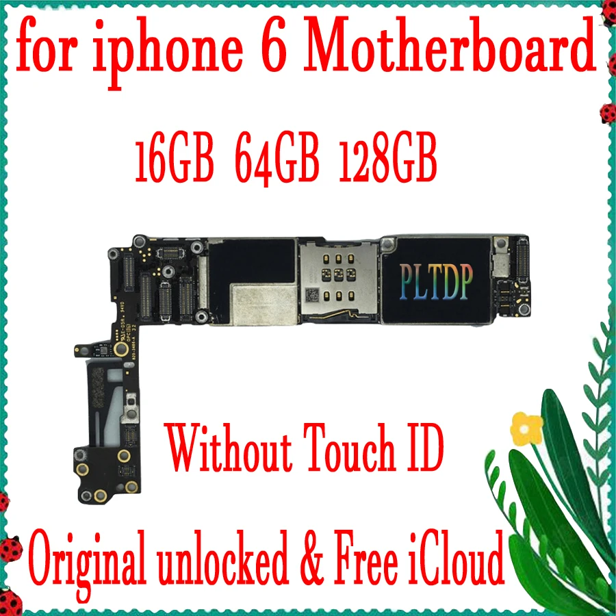 16 Гб 64 128 ГБ Бесплатная iCloud для iPhone 6 материнская плата с/без Touch ID оригинальная