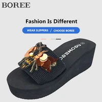 women wedges slippers new beach flip flops fashion butterfly platform shoes for women high heels outside non slip summer sandals