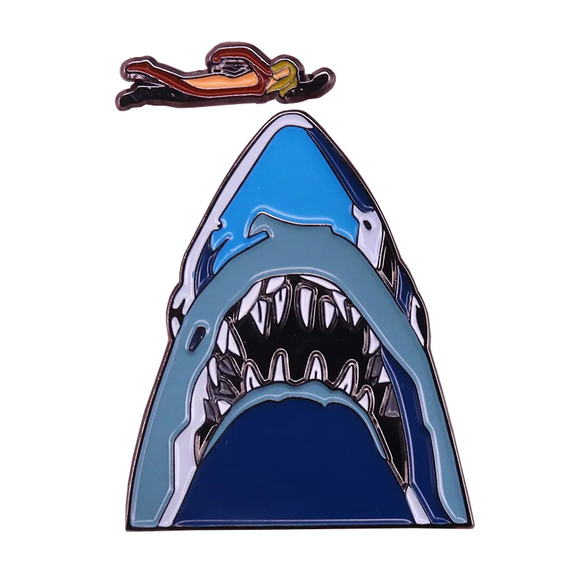 Набор булавок для плавания ming over shark mouth пикантная Женская Брошь морская рыба ужас