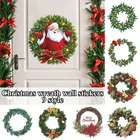 Рождественский венок, наклейка на стену, 3D ПВХ, окно, стеклянная дверь, Настенная Наклейка s, снежинка, постер, домашний декор, милый Санта-Клаус, Настенная Наклейка s