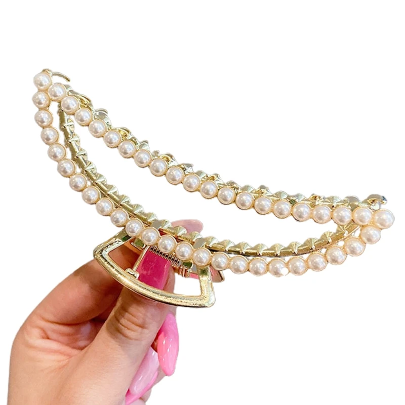 

69HB Female Korean Style Elegant Temperament Metal Back Head Hair Grab Clip Hairpin Shark Clamp Barrettes