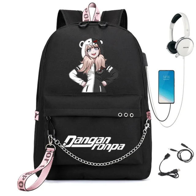 Аниме Danganronpa рюкзак USB Порты и разъёмы monokuma школьная футболка с рисунком