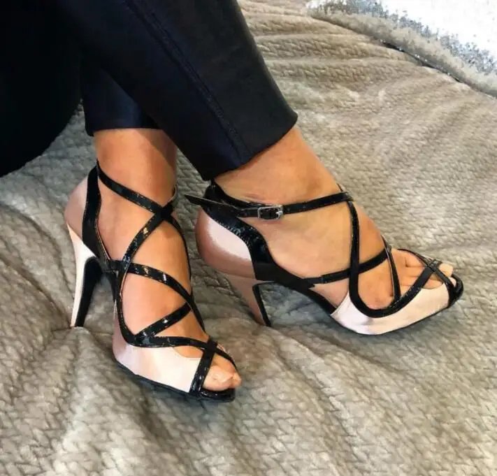 Женская атласная обувь для латинских бальных танцев танцевальная сальсы танго