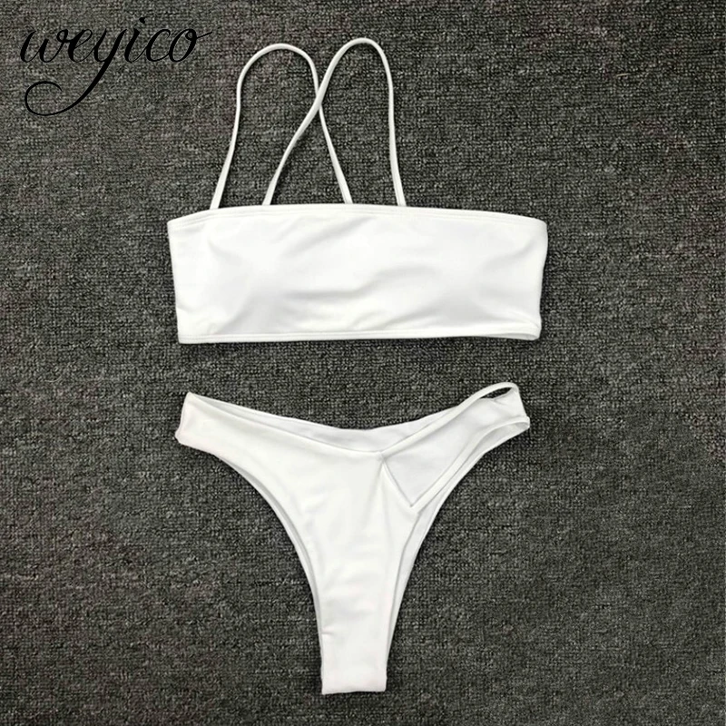Микро бикини набор купальный костюм для женщин одно плечо ремни купальники